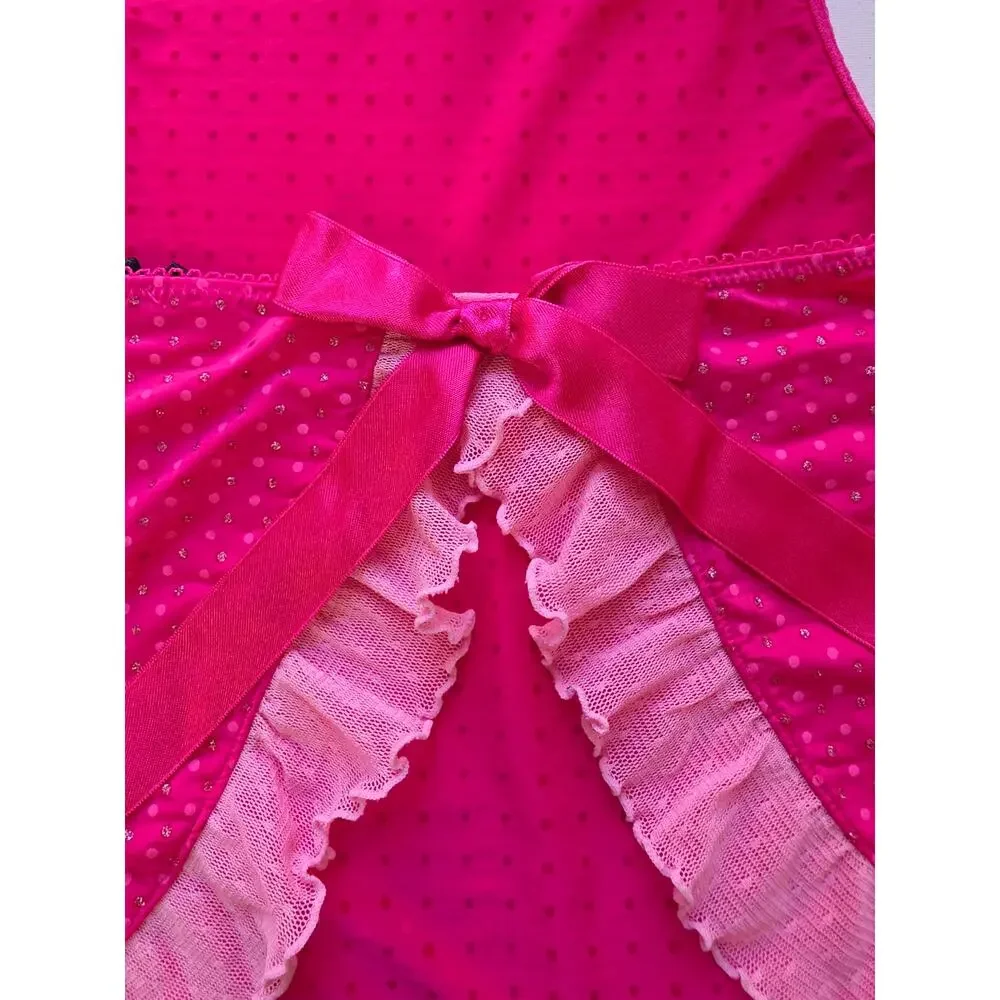 VS Sexy Little Thing Hot Pink Polka Dot Apron Babydoll